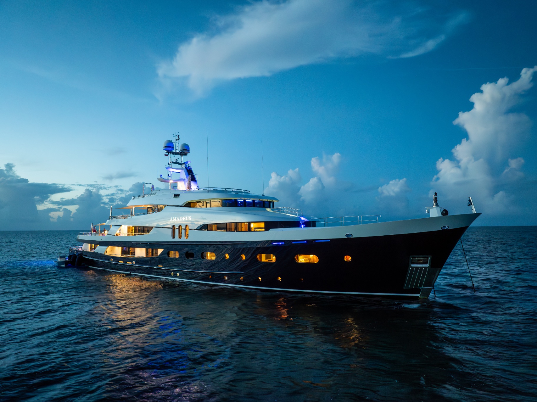 M/Y Amadeus at twilight